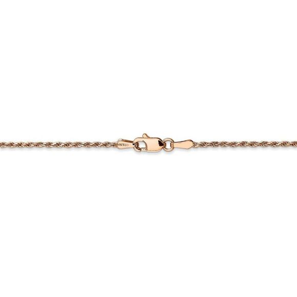 1.5mm, 14k Rose Gold, Diamond Cut Solid Rope Chain Necklace, 18 Inch - Picture 4 of 8